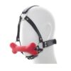 Hound Bone Gag Head Harness Red - Μάσκα με φίμωτρο σε σχέδιο κόκκαλο σκύλου.