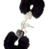 BLACK METAL HANDCUFF W. PLUSH -