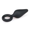 E.T. BLACK BUTTPLUG W. PULL RING - S -