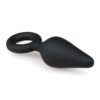 E.T. BLACK BUTTPLUG W. PULL RING - M -