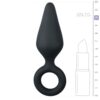 E.T. BLACK BUTTPLUG W. PULL RING - M -