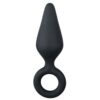 E.T. BLACK BUTTPLUG W. PULL RING - L -