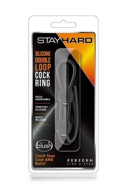 STAY HARD BLACK DOUBLE LOOP COCK RING -