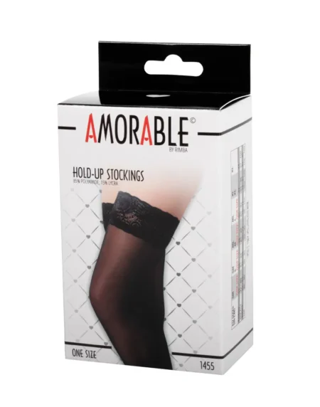 Κάλτσες AMORABLE BY RIMBA - HOLD-UP STOCKINGS - ONE SIZE - BLACK