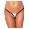 Σλιπ String AMORABLE BY RIMBA - G-STRING WITH LACE - ONE SIZE - BLACK/WHITE