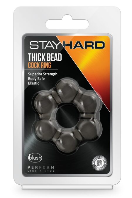 STAY HARD BLACK THICK BEAD COCK RING -