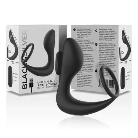 BLACK&SILVER - REMOTE CONTROL ANAL MASSAGER RECHARGEABLE SILICONE BLACK