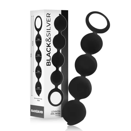 BLACK&SILVER - LENNON SILICONE ANAL BEADS 15 CM