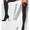 Opaque Hold-Ups, Black, with Red Bows