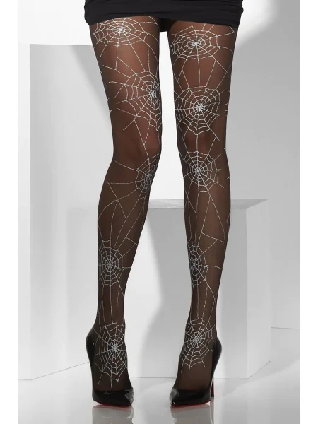 Tights, Black, Spiderweb Print