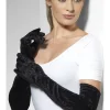 Velveteen Gloves, Black, Long