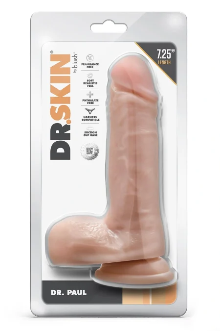 Ρεαλιστικό Ομοίωμα Πέους DR SKIN Dr. Paul 7.25 Inch Dildo with Balls Beige