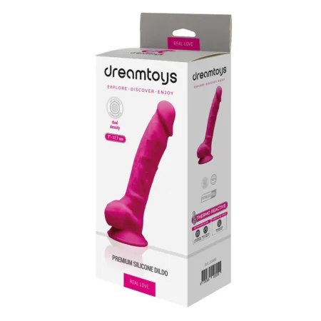 Dildo with Balls 7Inch Fuchsia - REAL LOVE | DREAMTOYS