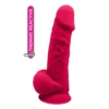 Ρεαλιστικό ομοίωμα DILDO 8.5INCH WITH BALLS FUCHSIA THERMO REACTIVE - REAL LOVE DREAMTOYS