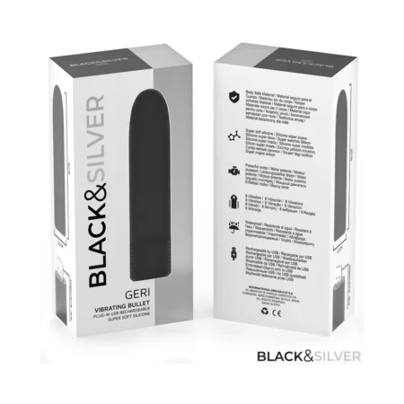 Μίνι δονητής BLACK & SILVER - GERI USB RECHARGEABLE VIBRATING BULLET