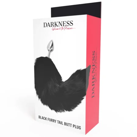 Πρωκτική σφήνα DARKNESS - SILVER ANAL PLUG 8 CM WITH BLACK TAIL