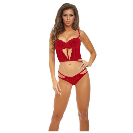 Σετ εσώρουχα Bombshell Boudoir Strap Overlay 2 Pc Bra Set Red