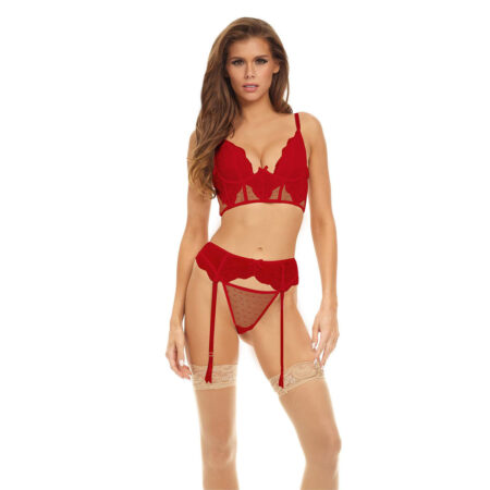 Σετ εσώρουχα Bombshell Boudoir Peek A Boo Wire 3 Pc Set Red