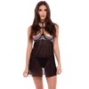 Babydoll μαύρο Out Front Lace & Mesh Chemise Black M/L RENE ROFE LINGERIE