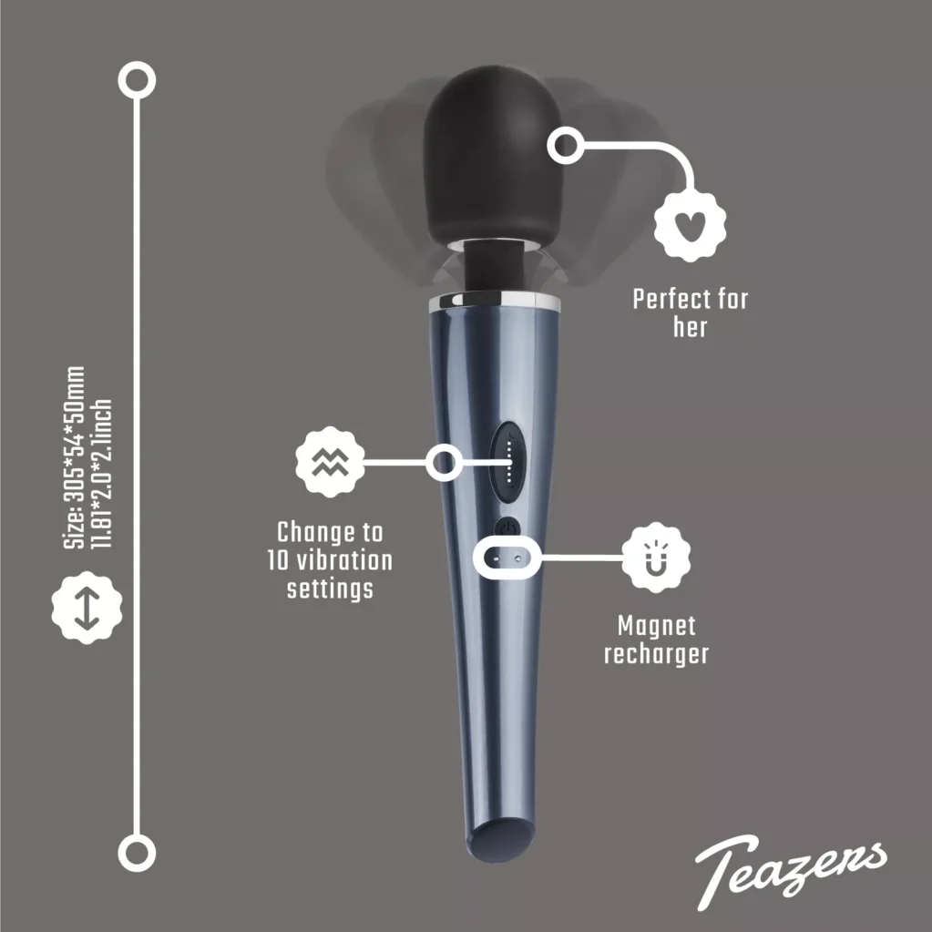 Δονητής Μασάζ TEAZERS WAND VIBRATOR BLACK - Image 8