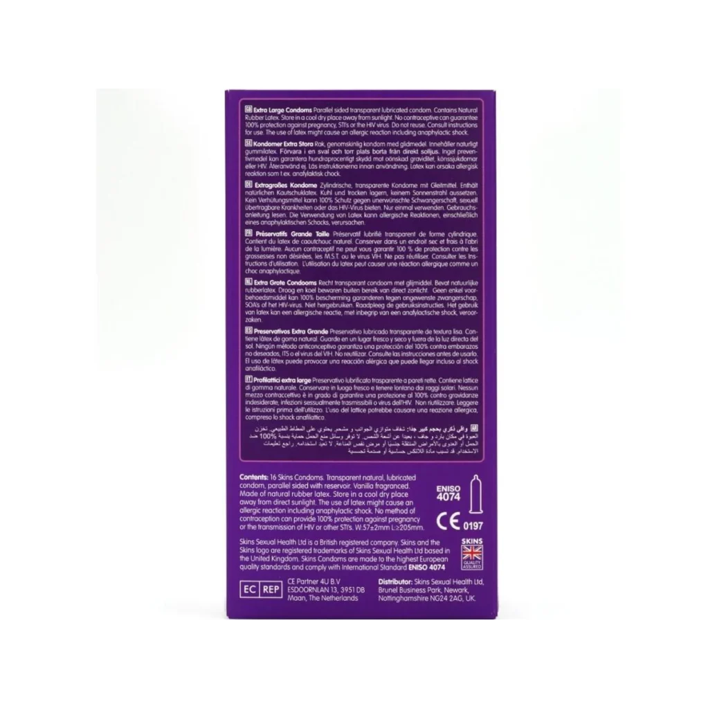 Προφυλακτικά SKINS - EXTRA LARGE PREMIUM CONDOMS PACK 16