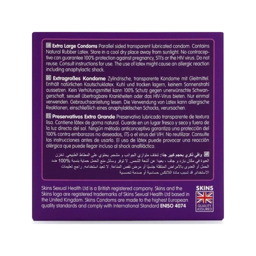 Προφυλακτικά SKINS - EXTRA LARGE PREMIUM CONDOMS PACK 4