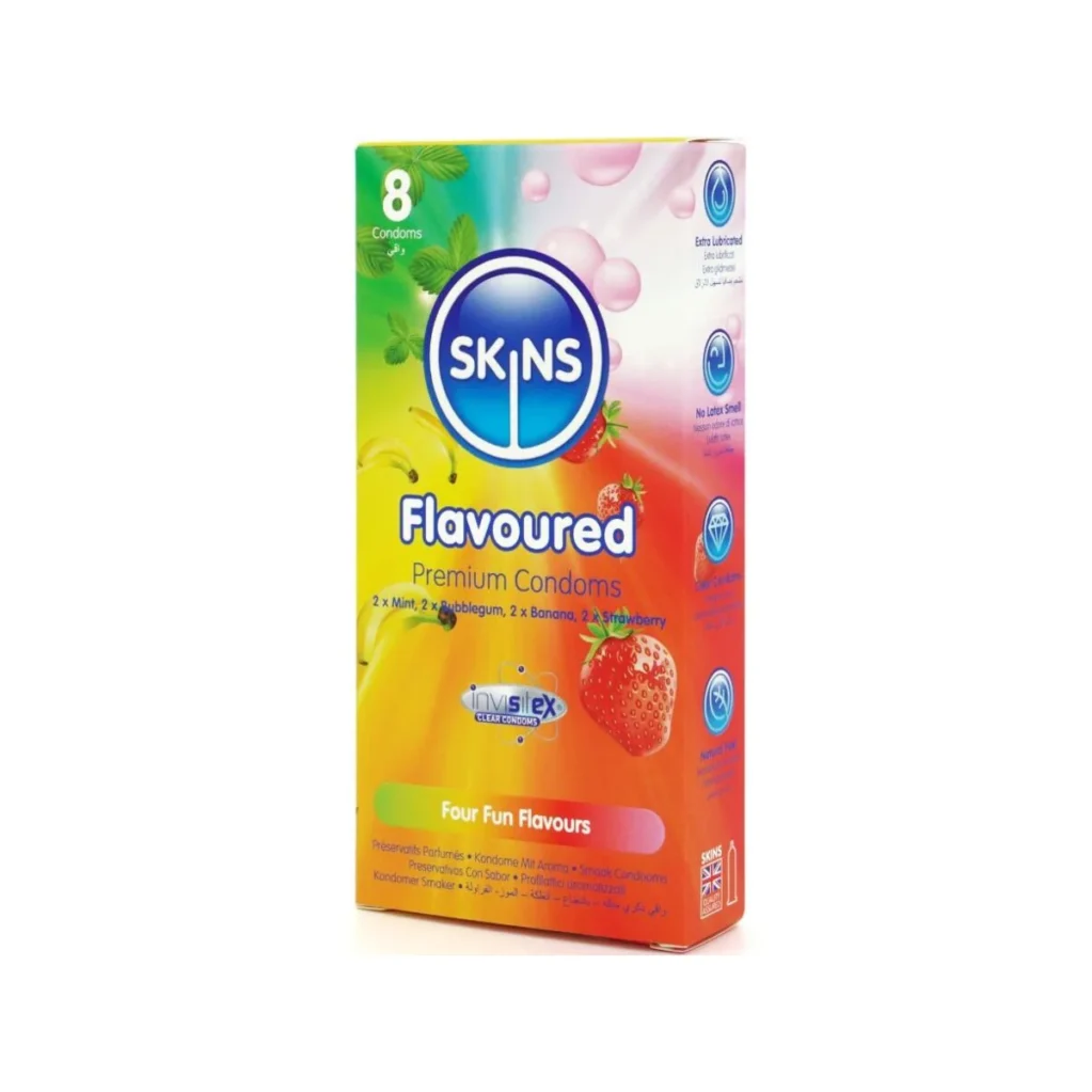 Προφυλακτικά με γεύσεις SKINS - MULTI FLAVORS PREMIUM CONDOMS PACK 8