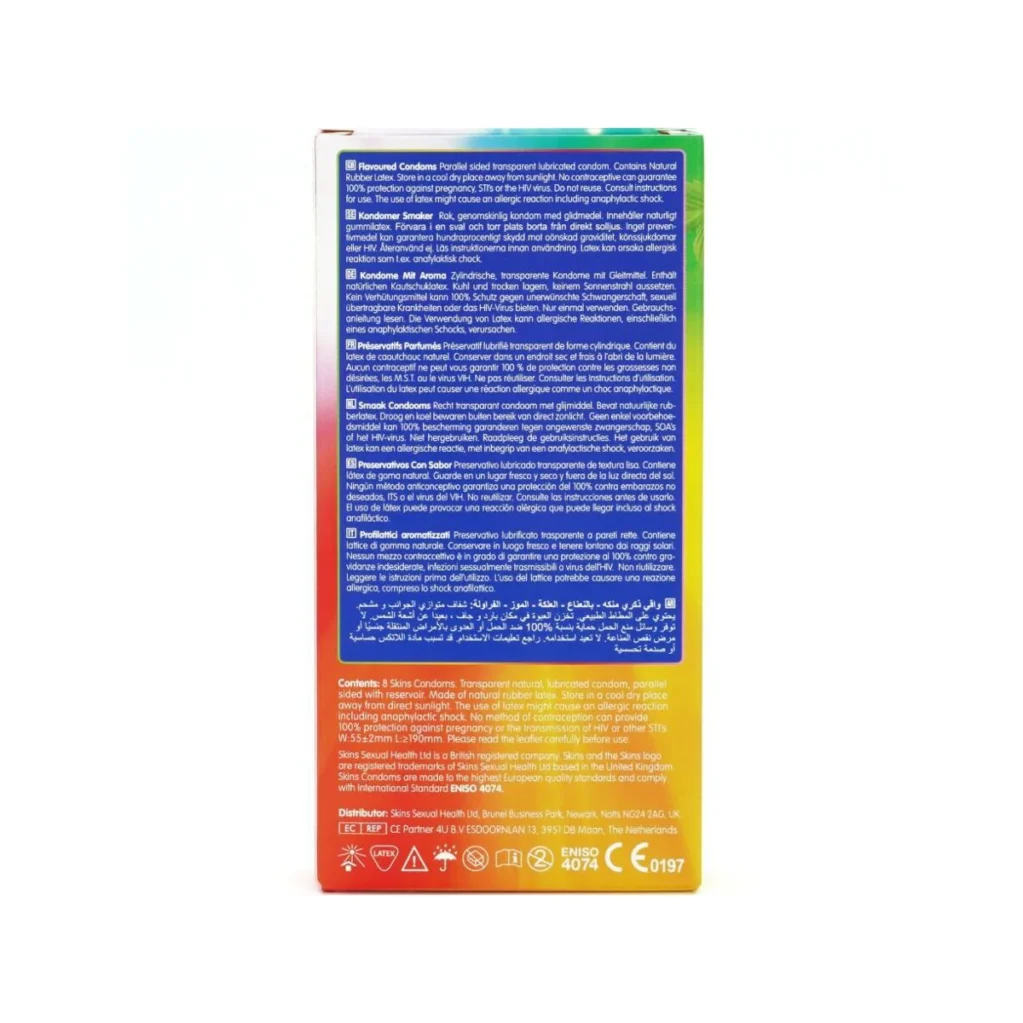 Προφυλακτικά με γεύσεις SKINS - MULTI FLAVORS PREMIUM CONDOMS PACK 8