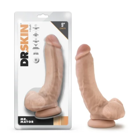 Ρεαλιστικό ομοίωμα πέους Dr. Skin By Blush® | Mr. Mayor 9 Inch Long Dildo with Suction Cup & Balls Beige