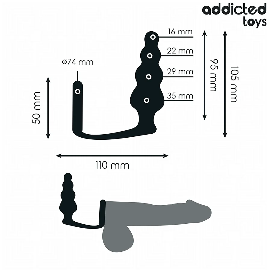 Πρωκτική σφήνα με δακτύλιο πέους ADDICTED TOYS - ANAL PLUG WITH RING SILICONE MODEL 5