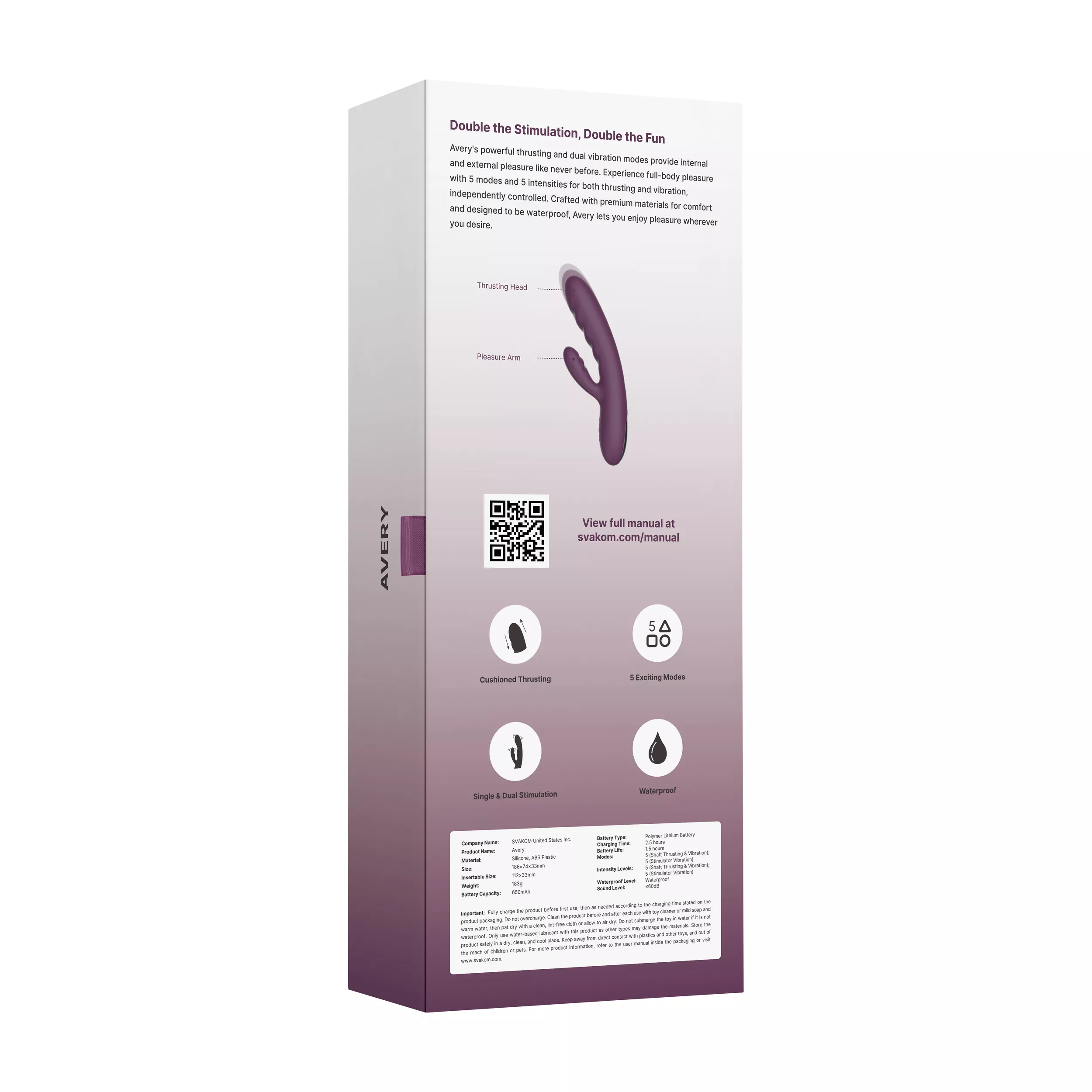 Δονητής διπλός AVERY Powerful Thrusting Rabbit Vibrator SVAKOM
