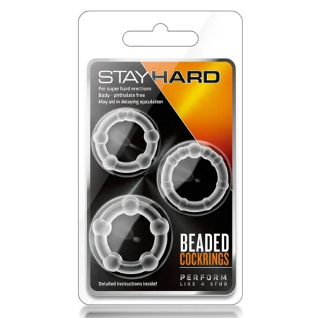 Σετ δακτύλιοι πέους Stay Hard By Blush® | Clear Beaded Penis Rings (3-Sizes)