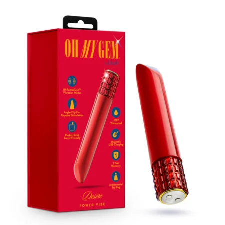 Μικρός Δονητής Oh My Gem | Desire 5 Inch Pocket-Sized Power Vibrator With Tapered Tip & Ruby Gem Base - In Red
