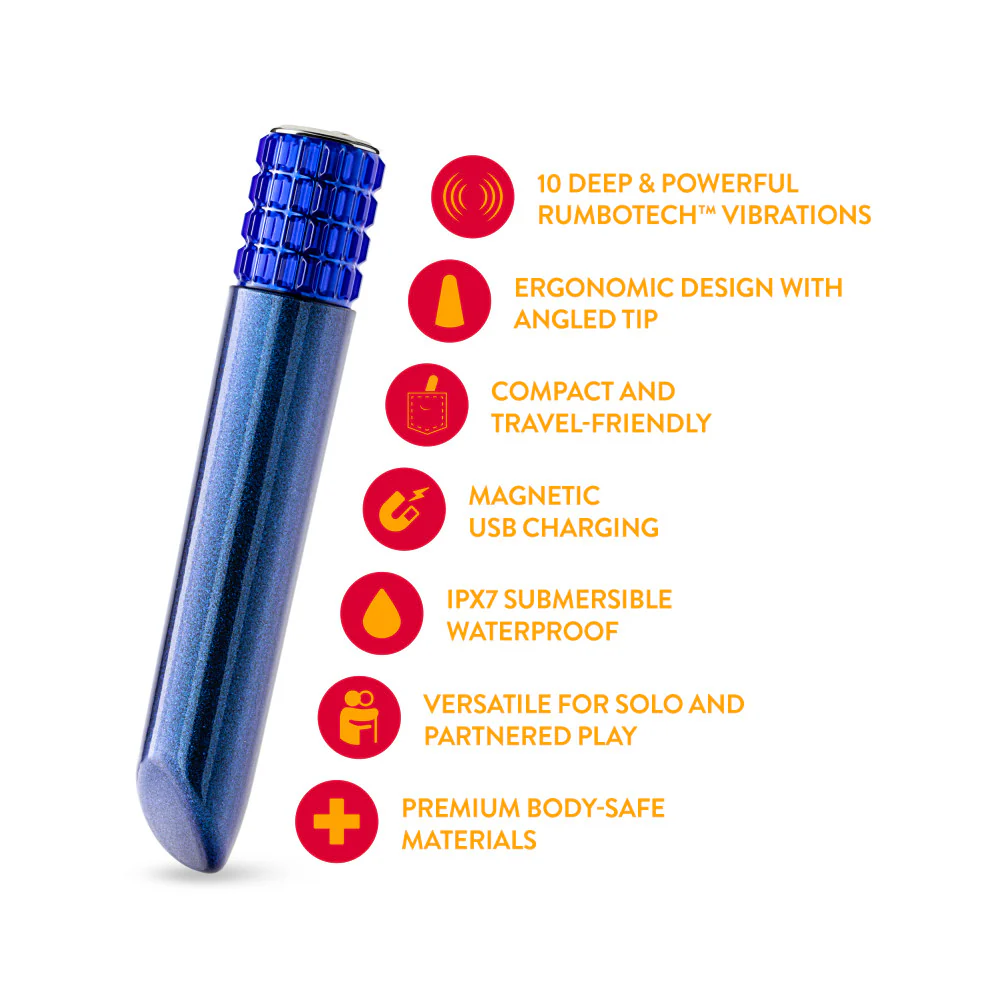 Μικρός Δονητής Oh My Gem | Mystery 5 Inch Pocket-Sized Power Vibrator With Tapered Tip & Sapphire Gem Base - In Blue