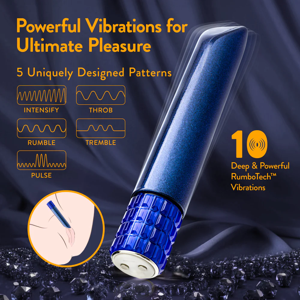 Μικρός Δονητής Oh My Gem | Mystery 5 Inch Pocket-Sized Power Vibrator With Tapered Tip & Sapphire Gem Base - In Blue