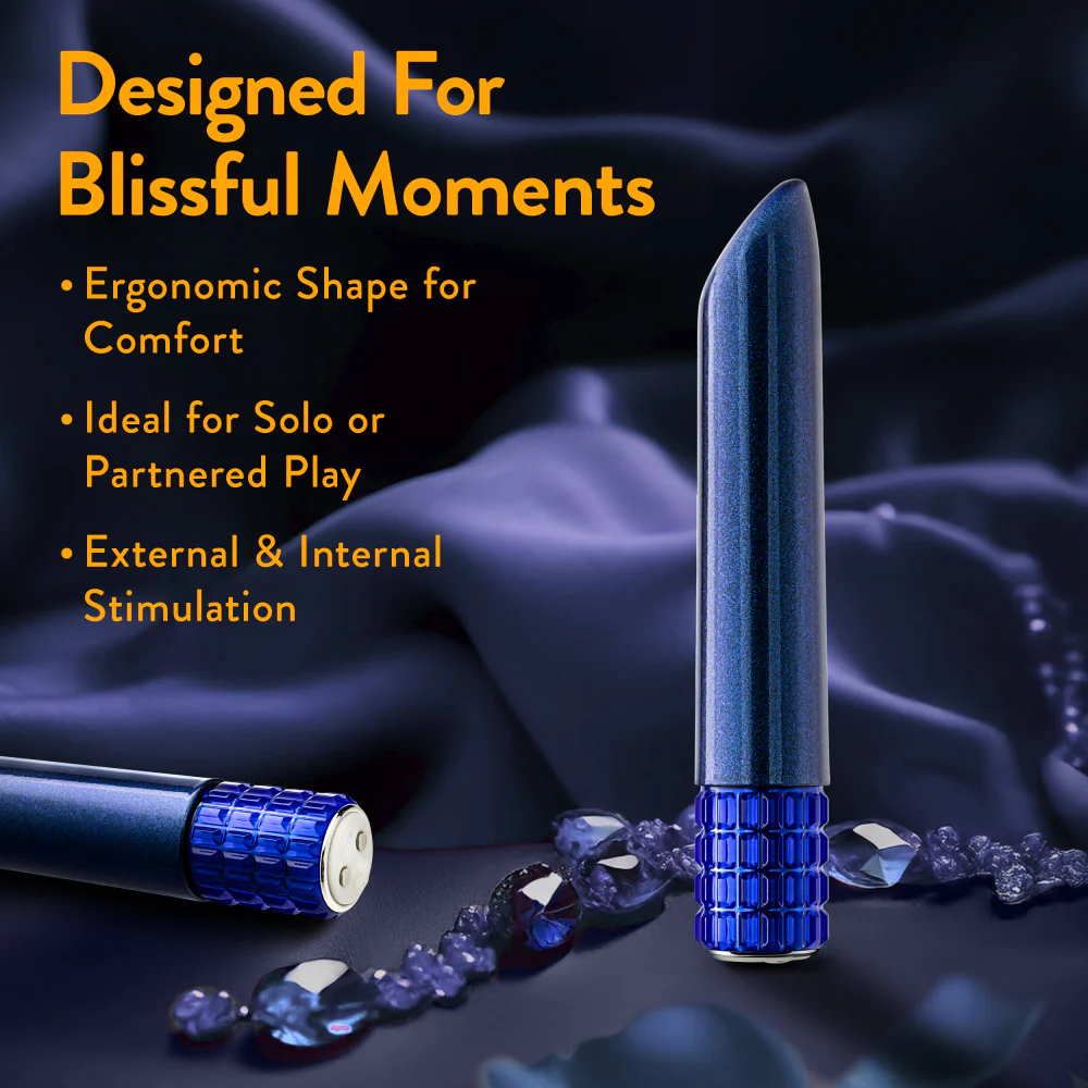 Μικρός Δονητής Oh My Gem | Mystery 5 Inch Pocket-Sized Power Vibrator With Tapered Tip & Sapphire Gem Base - In Blue