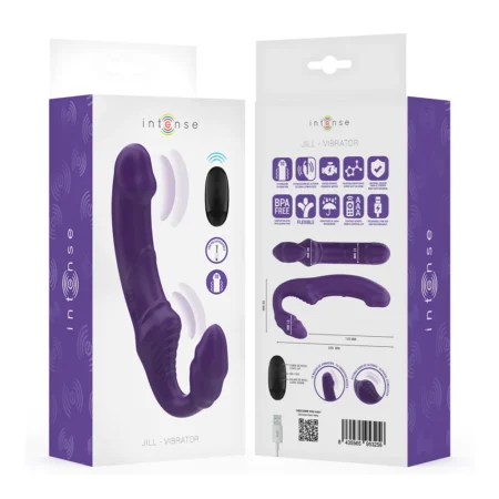 Δονητής INTENSE - JILL DOUBLE VIBRATOR 20 CM PURPLE REMOTE CONTROL