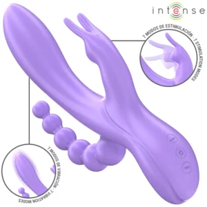 Δονητής INTENSE - MIKO TRIPLE VIBRATOR RABBIT & STIMULATOR & ANAL 7 VIBRATIONS PURPLE