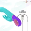 Διπλός δονητής INTENSE - MONICA RABBIT VIBRATOR WITH ROTATING G-SPOT STIMULATOR BLUE