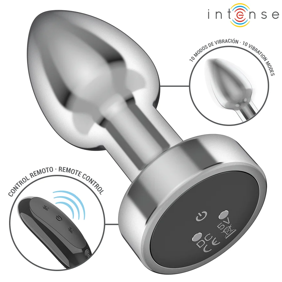 Μεταλλική πρωκτική σφήνα με δόνηση INTENSE - ANAL PLUG 10 VIBRATIONS METAL WITH REMOTE CONTROL S