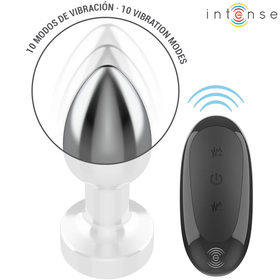 Μεταλλική πρωκτική σφήνα με δόνηση INTENSE - ANAL PLUG 10 VIBRATIONS METAL WITH REMOTE CONTROL S
