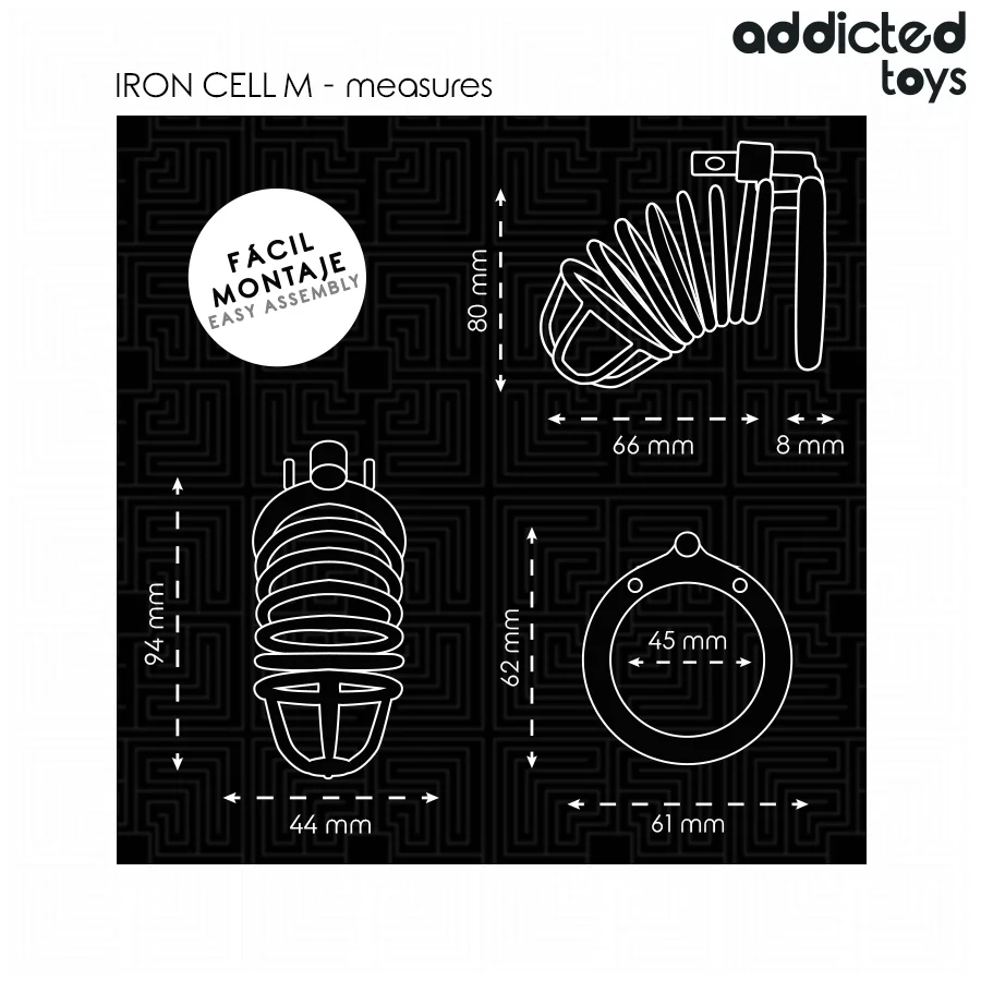 Κλουβί πέους ADDICTED TOYS LOCKED - IRON CELL METAL PENIS CAGE 4.5 CM SIZE M