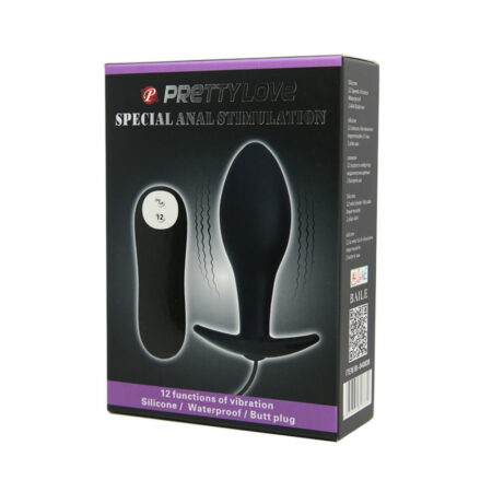 Πρωκτική σφήνα με δόνηση PRETTY LOVE - ANAL PLUG ANCHOR FORM SILICONE 12 VIBRATION MODES BLACK