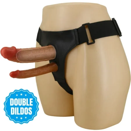 Ζώνη strapon με διπλό dildo PRETTY LOVE - KEAVEN HARNESS BRIEFS UNIVERSAL & COMFORTABLE DOUBLE DILDO
