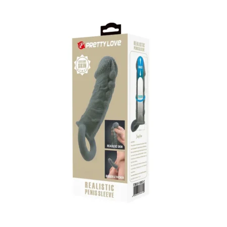 Κάλυμμα πέους PRETTY LOVE - REALISTIC PENIS ENLARGER AND DELAY SLEEVE MODEL 1 GREY