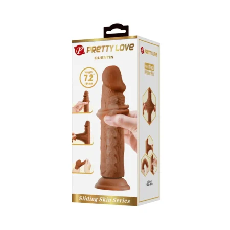 Ρεαλιστικό ομοίωμα πέους PRETTY LOVE - QUENTIN REALISTIC DILDO 18 CM BROWN