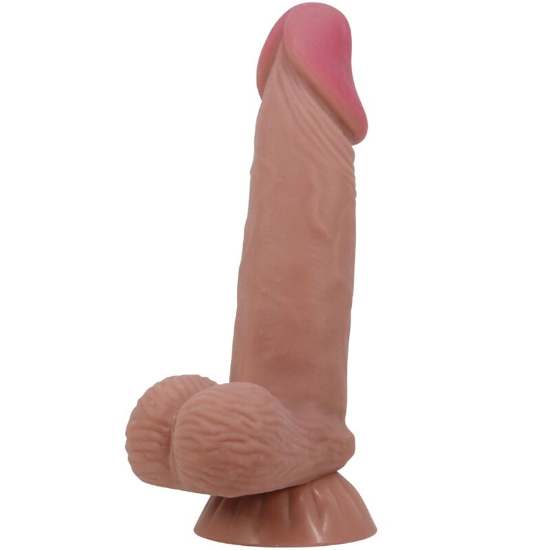 Ρεαλιστικό ομοίωμα πέους PRETTY LOVE - SLIDING SKIN SERIES REALISTIC DILDO WITH SLIDING SKIN SUCTION CUP 19.4 CM BROWN