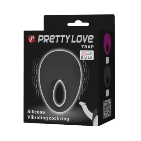 Δακτύλιος πέους με δόνηση PRETTY LOVE - TRAP VIBRATOR RING BLACK