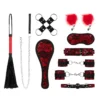 Ερωτικό σετ 9 τμχ. Bedroom Fantasies - Lace & Leather Look - 9 Piece Bondage Set - Red