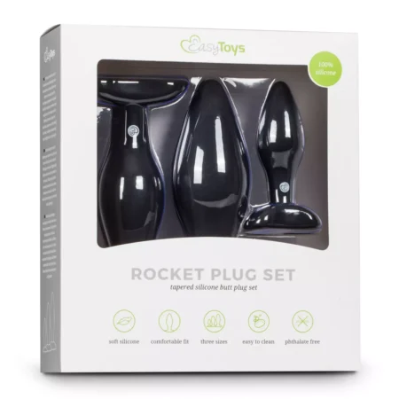Σετ 3 πρωκτικών σφηνών Black Silicone Buttplug Set - Easytoys Anal Collection